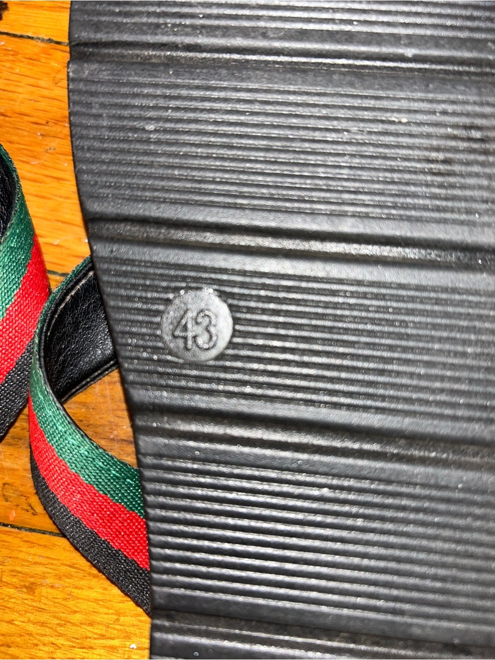 Women’s Black Flip Flops with Red & Green Straps - Picture 6 of 6